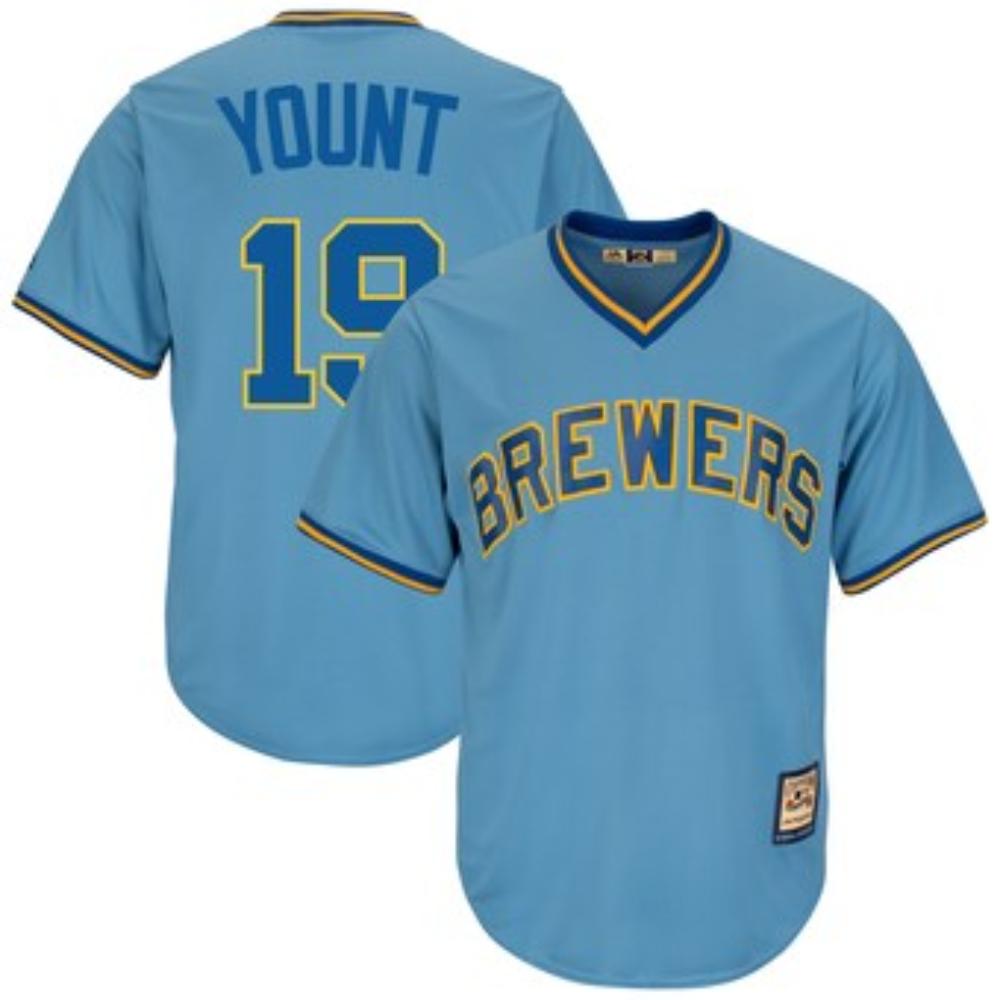 Milwaukee Brewers Robin Yount Blue Throwback Pullover Jersey