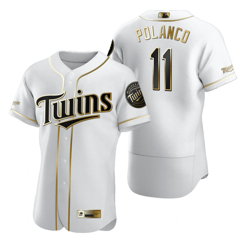 Minnesota Twins 11 Jorge Polanco Mlb Golden Brandedition White Jersey Gift For Twins Fans