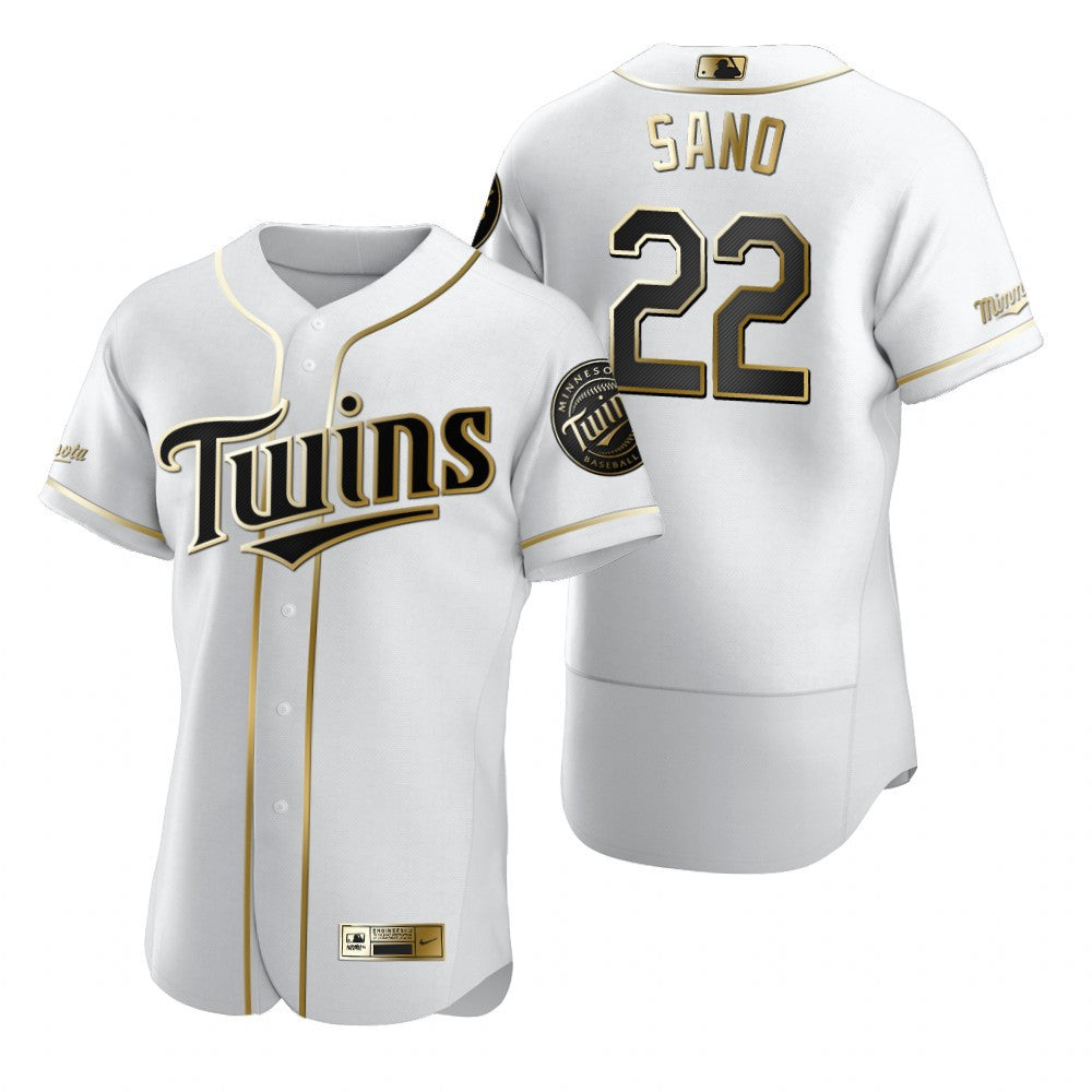Minnesota Twins 22 Miguel Sano Mlb Golden Brandedition White Jersey Gift For Twins Fans