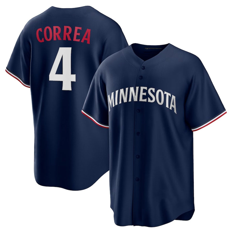 Minnesota Twins #4 Carlos Correa Alternate Replica Player Jersey Navy Stitched