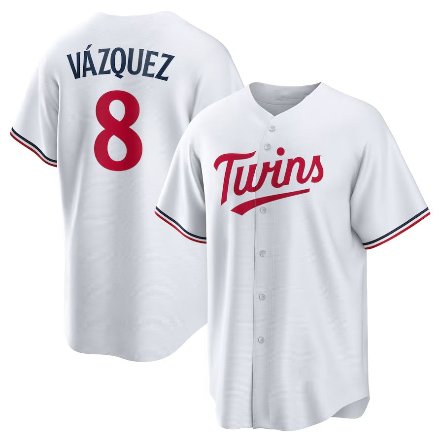 Minnesota Twins #8 Christian Vazquez Home Replica Jersey White Stitched Baseba