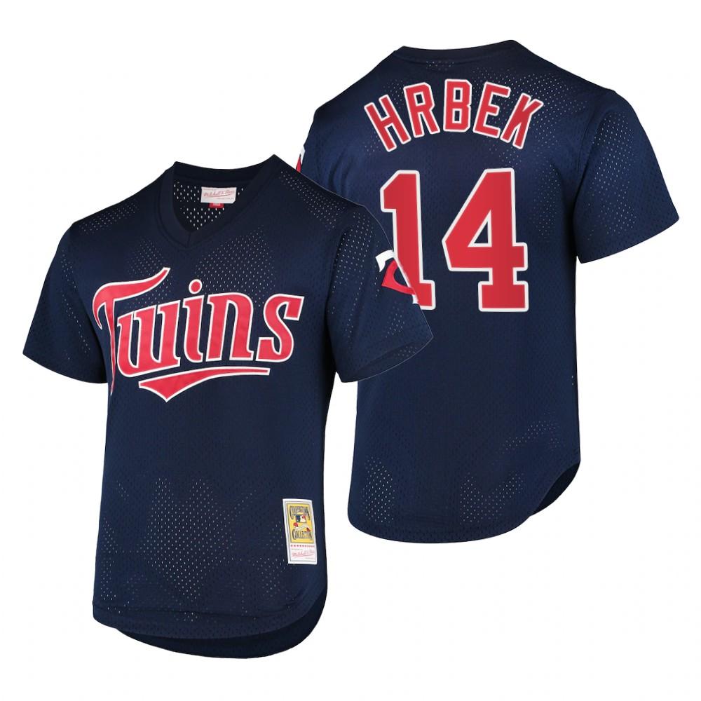 Minnesota Twins Kent Hrbek Navy Throwback Mesh Pullover Jersey
