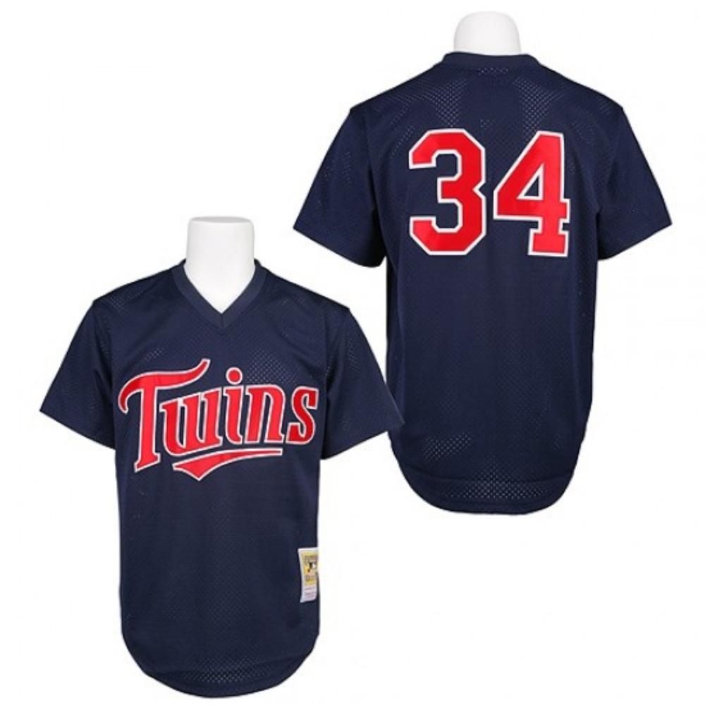 Minnesota Twins Kirby Puckett Navy 1991 Throwback Mesh Pullover Jersey