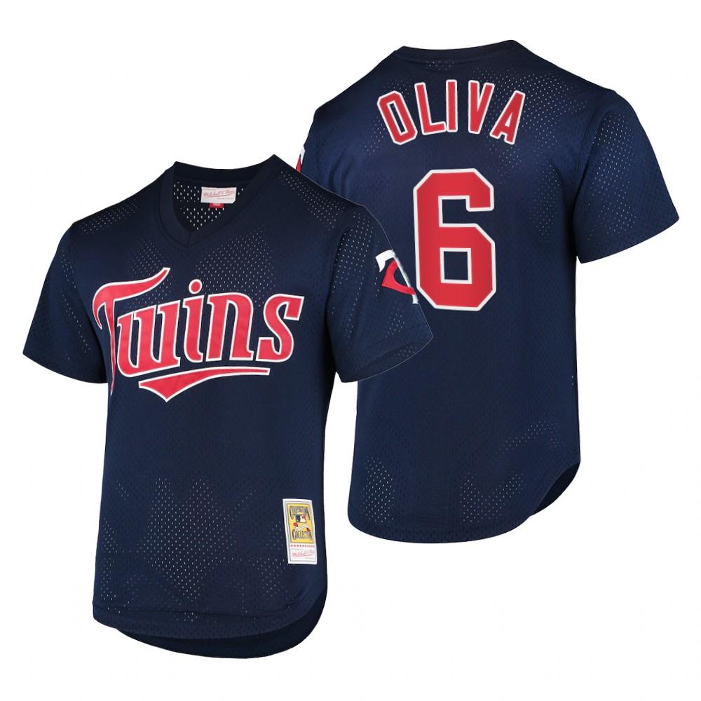 Minnesota Twins Tony Oliva Navy Throwback Mesh Pullover Jersey
