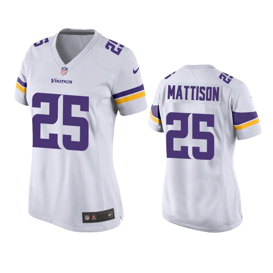 Minnesota Vikings Alexander Mattison 2019 Nfl Draft White Game Womens Jersey