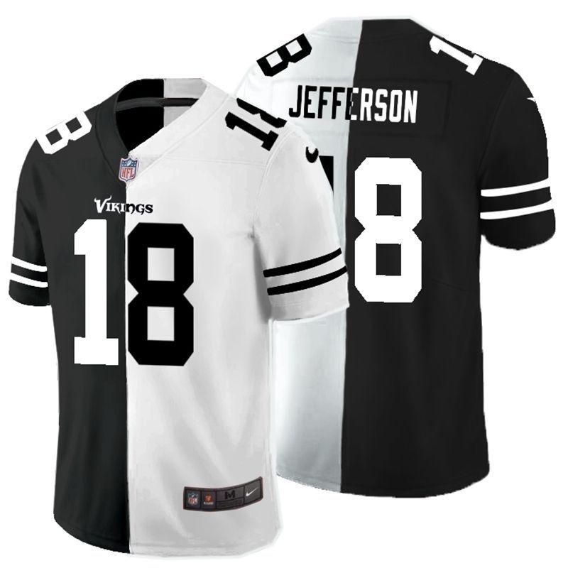 Minnesota Vikings Justin Jefferson 18 Nfl 2020 Black And White Jersey