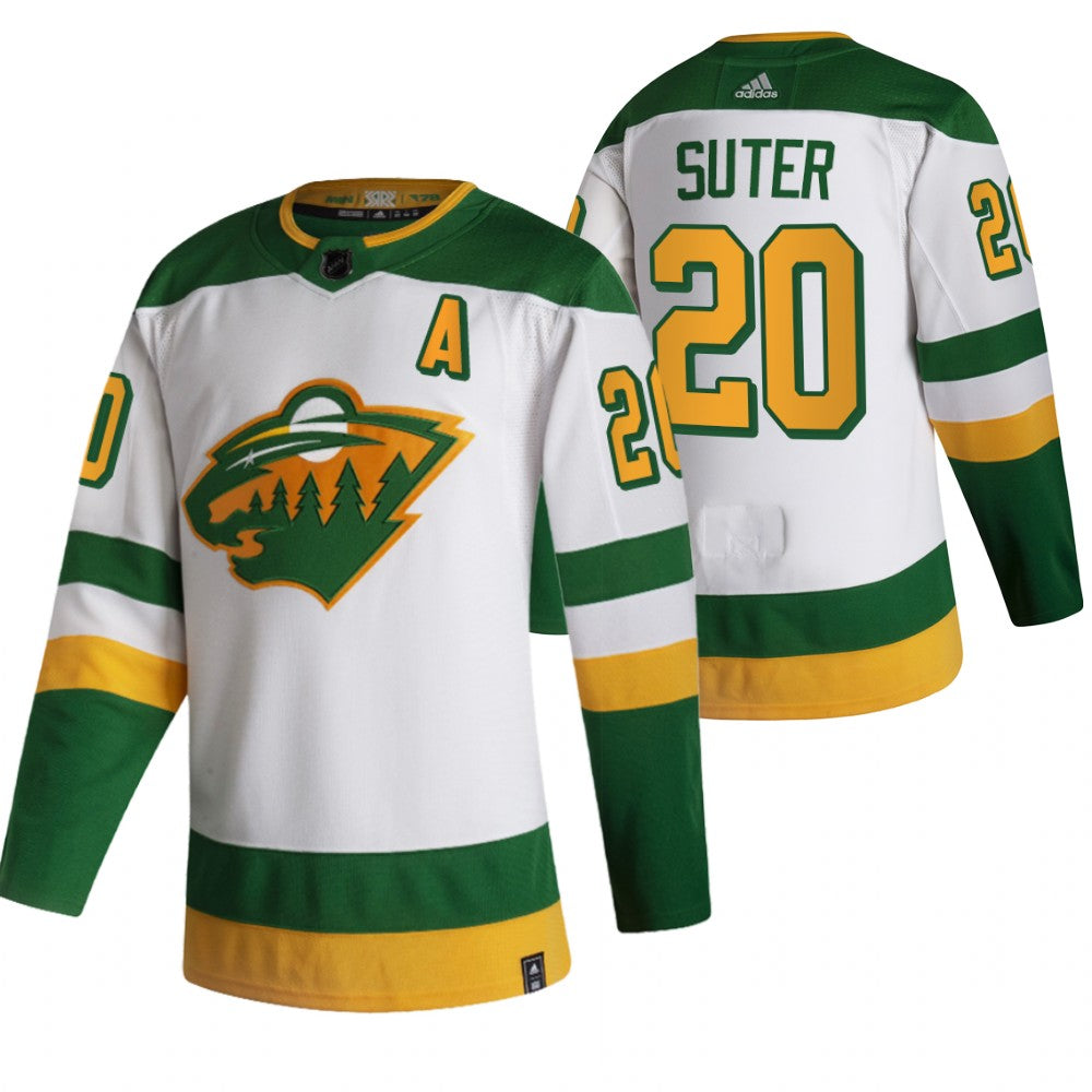 Minnesota Wild 20 Ryan Suter White Mens Adidas 2020 21 Reverse Retro Alternate Nhl Jersey