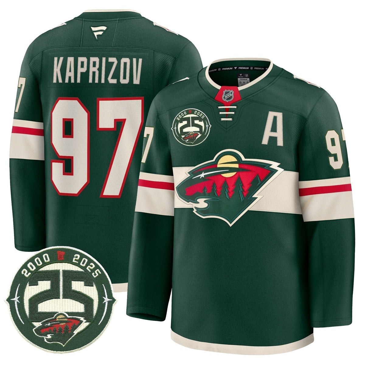 Minnesota Wild 25th Anniversary Patch Premium Jersey All Stitched