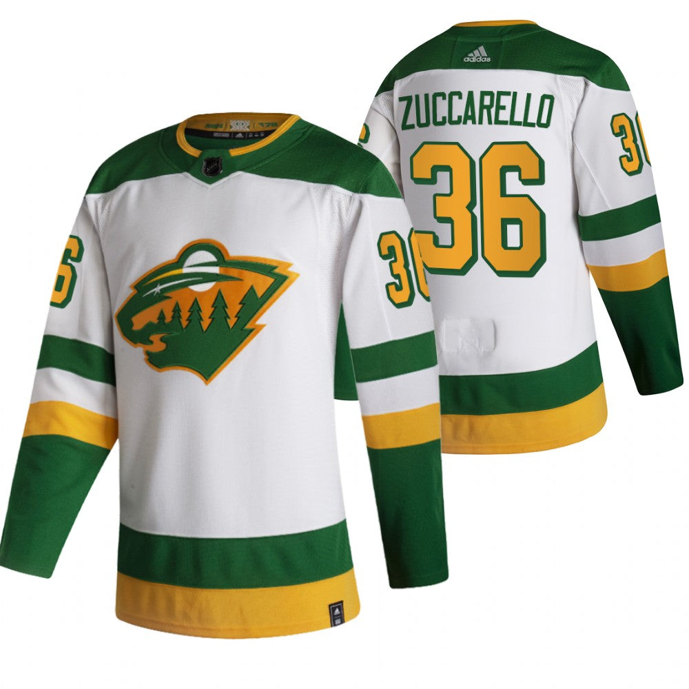 Minnesota Wild 36 Mats Zuccarello White Mens Adidas 2020 21 Reverse Retro Alternate Nhl Jersey