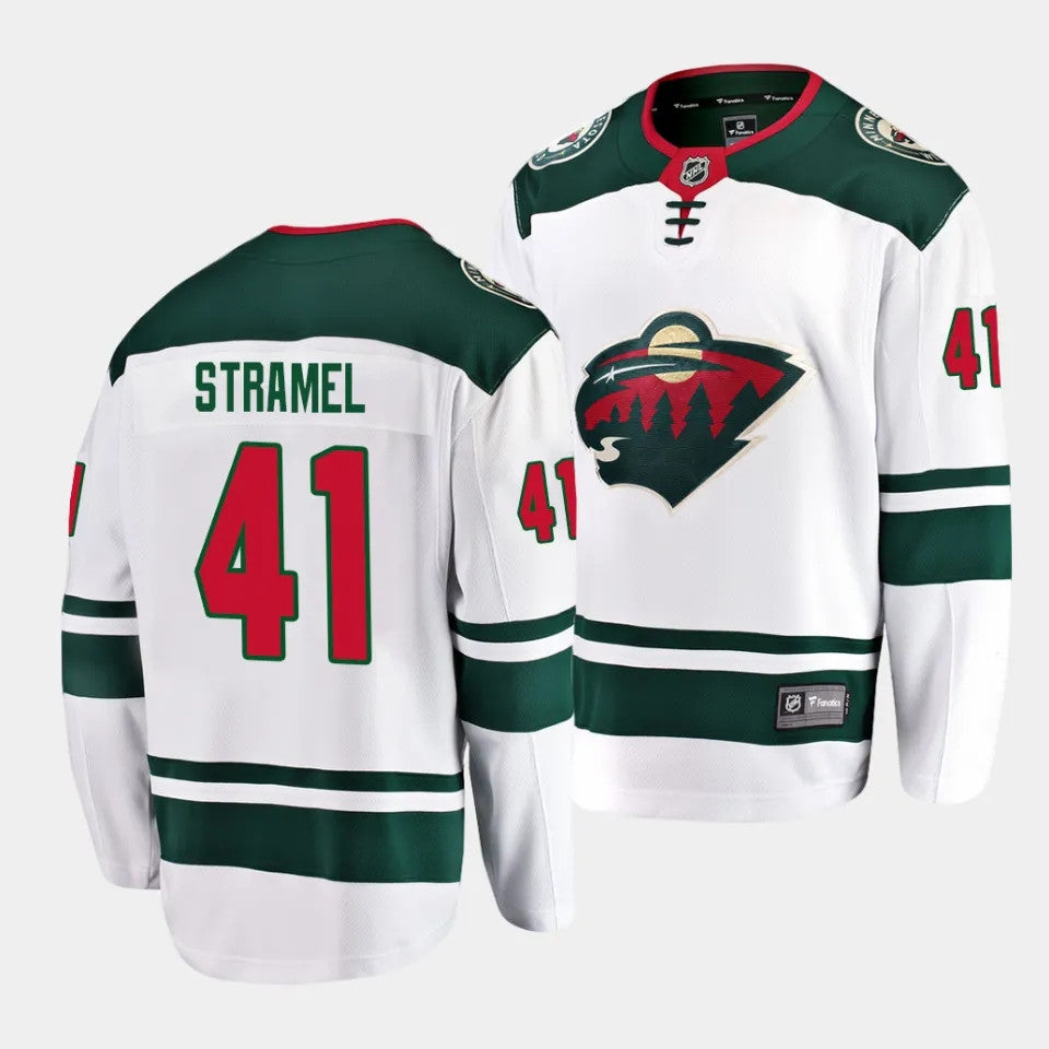 Minnesota Wild 41 Charlie Stramel Away White Jersey 2023 Nhl Draft