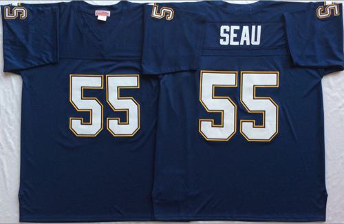 Mitchell And Ness 1994 Chargers 55 Junior Seau Navy Blue Throwback Stitched Nfl Jersey