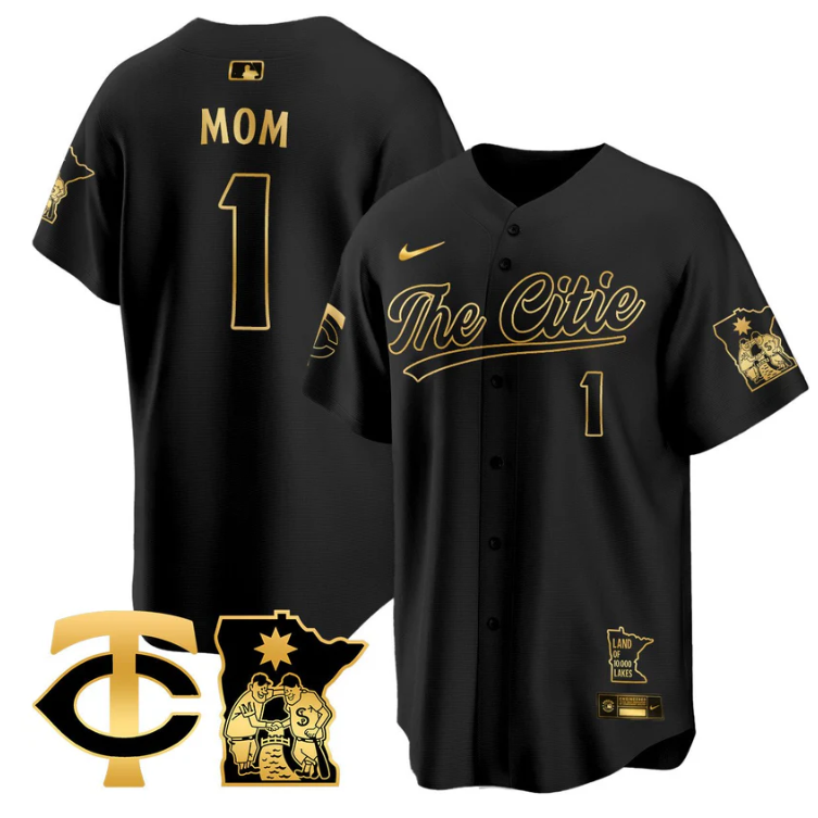 Mom Jersey #1 Minnesota Twins 2025 City Connect Concept Stitched Black Gold