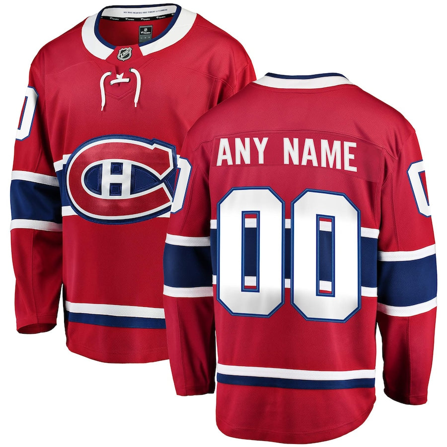 Montreal Canadiens Fanatics Branded Home Breakaway Custom Jersey Red