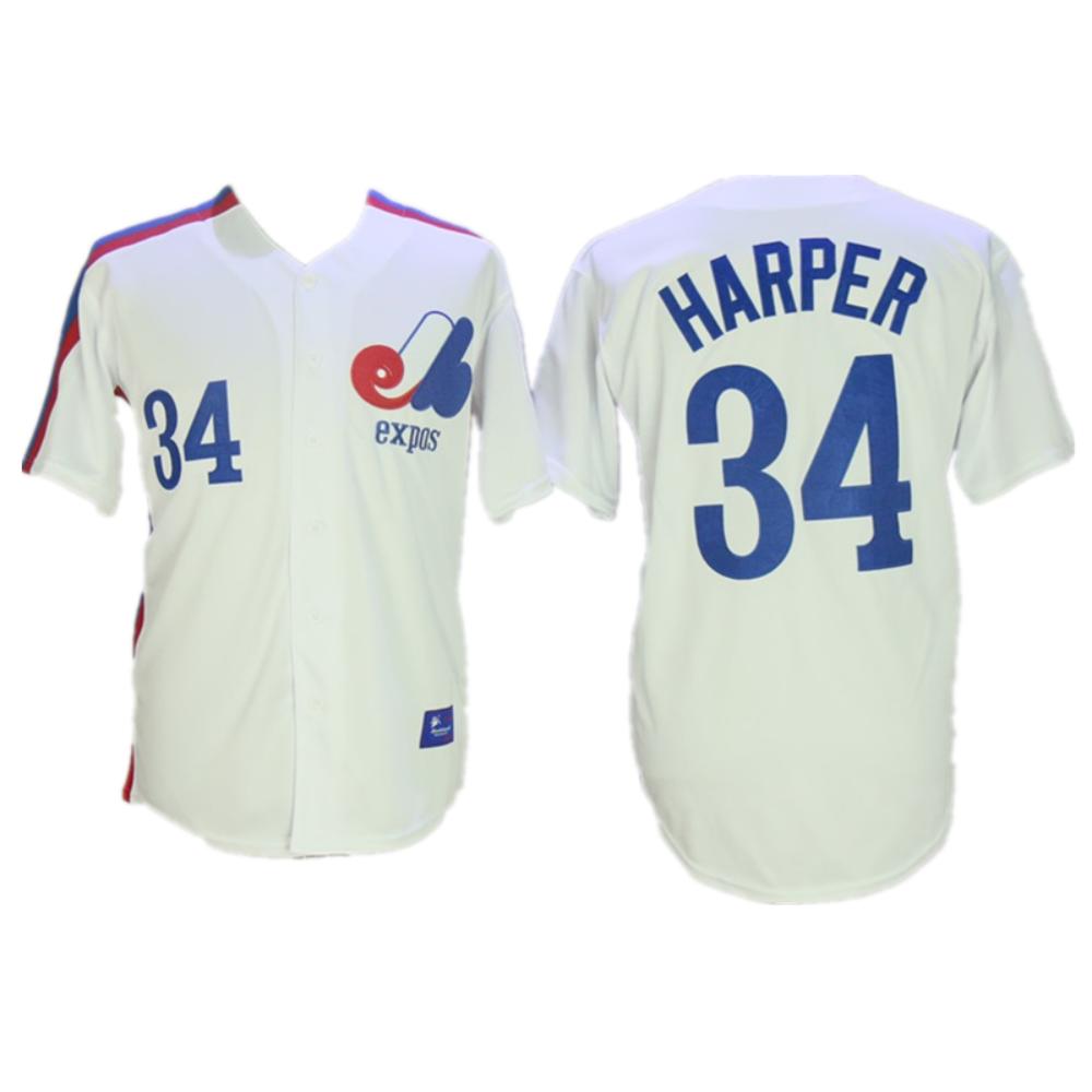 Montreal Expos Bryce Harper White Cooperstown Throwback Jersey