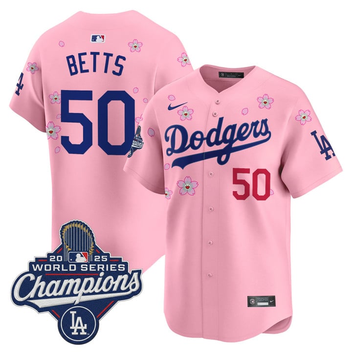 Mookie Betts Jersey #50 Dodgers 2025 World Series Champions Stitched