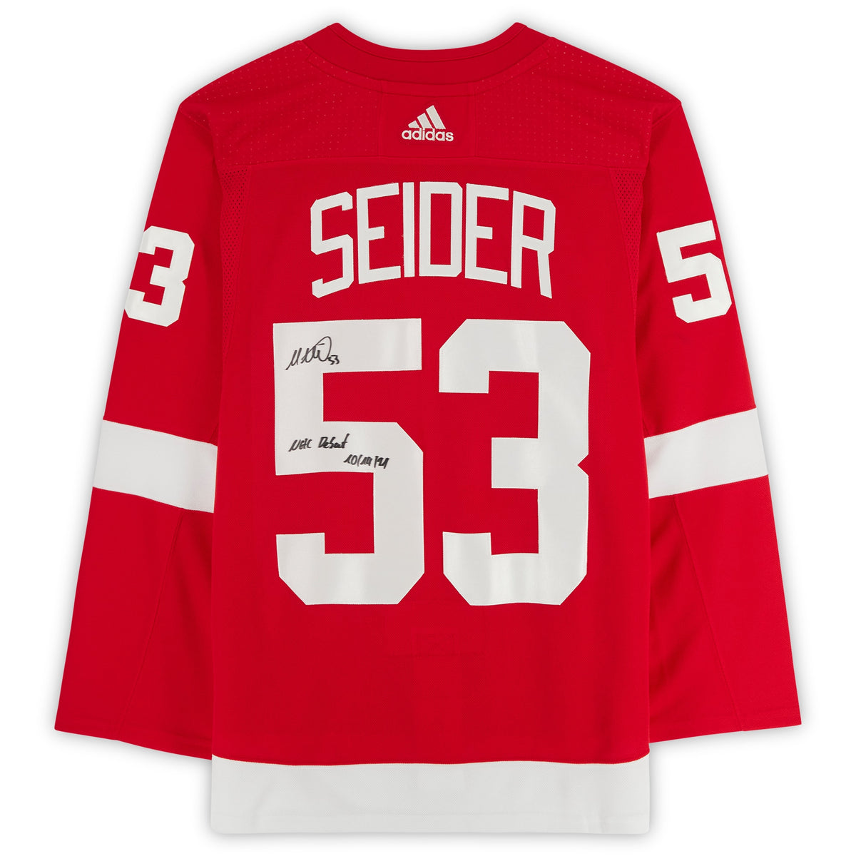 Moritz Seider Detroit Red Wings Autographed Jersey With Nhl Debut 101421 Inscription Red