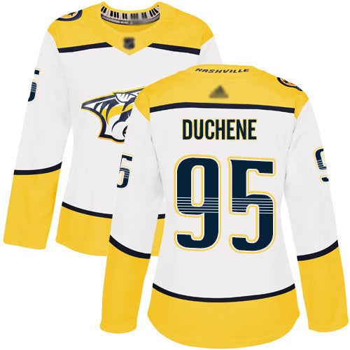 Nashville Predators 95 Matt Duchene White Road Authentic Womens Stitched Hockey Jersey