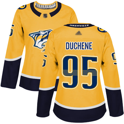 Nashville Predators 95 Matt Duchene Yellow Home Authentic Womens Stitched Hockey Jersey