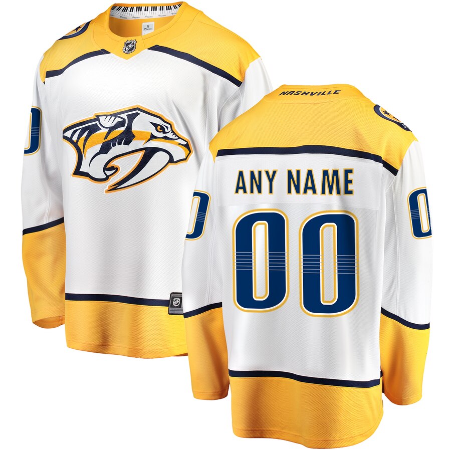Nashville Predators Fanatics Branded Away Breakaway Custom Jersey White