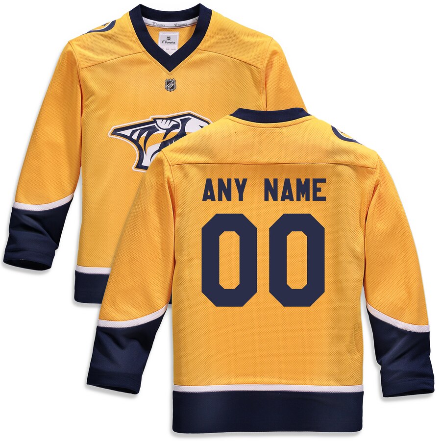 Nashville Predators Fanatics Branded Youth Home Replica Custom Jersey Yellow