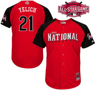 National League Miami Marlins 21 Christian Yelich Red 2015 All star Bp Jersey
