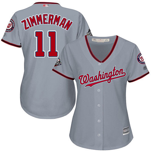 Nationals 11 Ryan Zimmerman Grey Road 2019 World Series Bound Womens Stitched Baseball Jersey