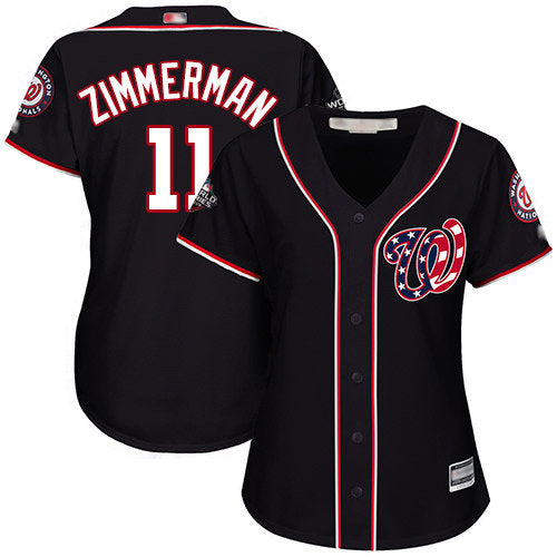 Nationals 11 Ryan Zimmerman Navy Blue Alternate 2019 World Series Bound Womens Stitched Baseball Jersey