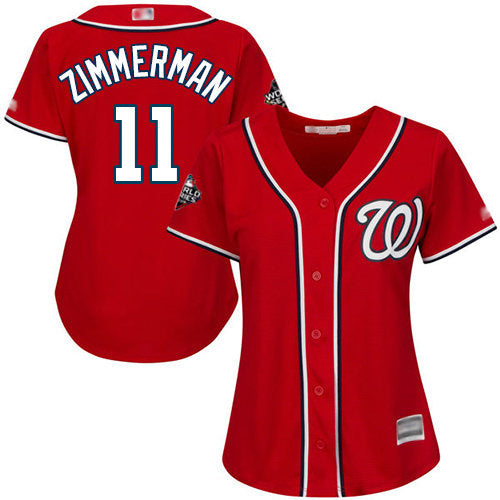 Nationals 11 Ryan Zimmerman Red Alternate 2019 World Series Bound Womens Stitched Baseball Jersey