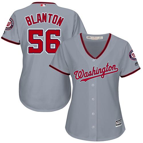 Nationals 56 Joe Blanton Grey Road Womens Stitched Baseball Jersey