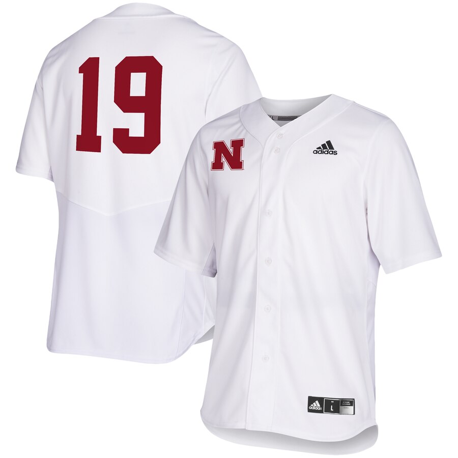 Nebraska Cornhuskers Full button Baseball Jersey White 2019