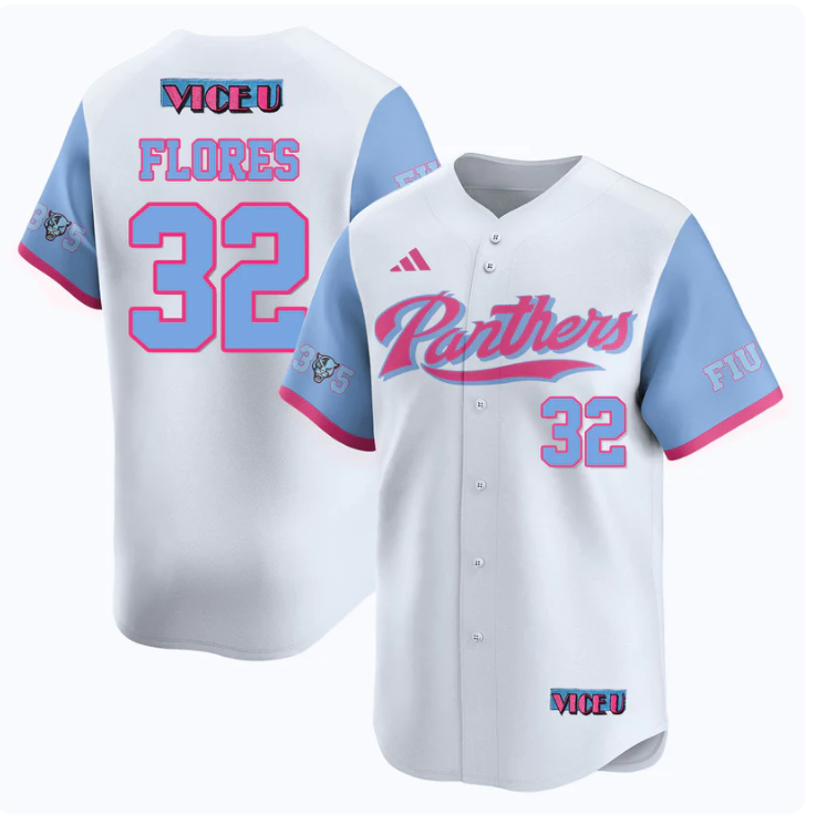 Nelson Rivera Flores Jersey #32 FIU Baseball 2025 Vice U Stitched White