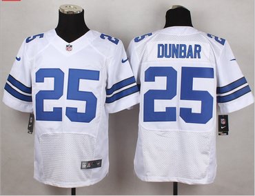 New Dallas Cowboys 25 Dunbar White Mens Stitched Nfl Elite Jersey