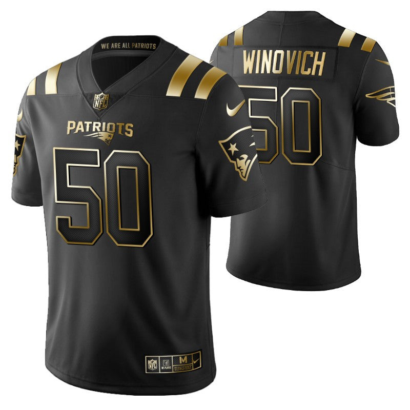 New England Patriots Chase Winovich 50 2021 Nfl Golden Brandedition Black Jersey Gift For Patriots Fans