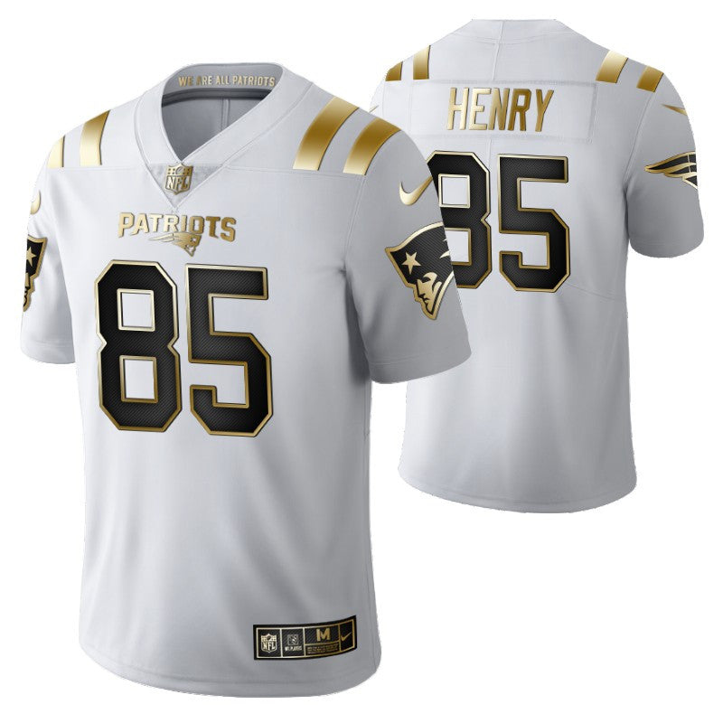 New England Patriots Hunter Henry 85 2021 Nfl Golden Brandedition White Jersey Gift For Patriots Fans
