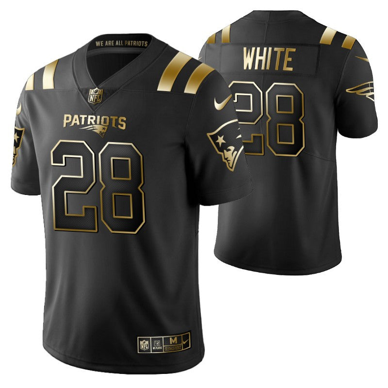 New England Patriots James White 28 2021 Nfl Golden Brandedition Black Jersey Gift For Patriots Fans