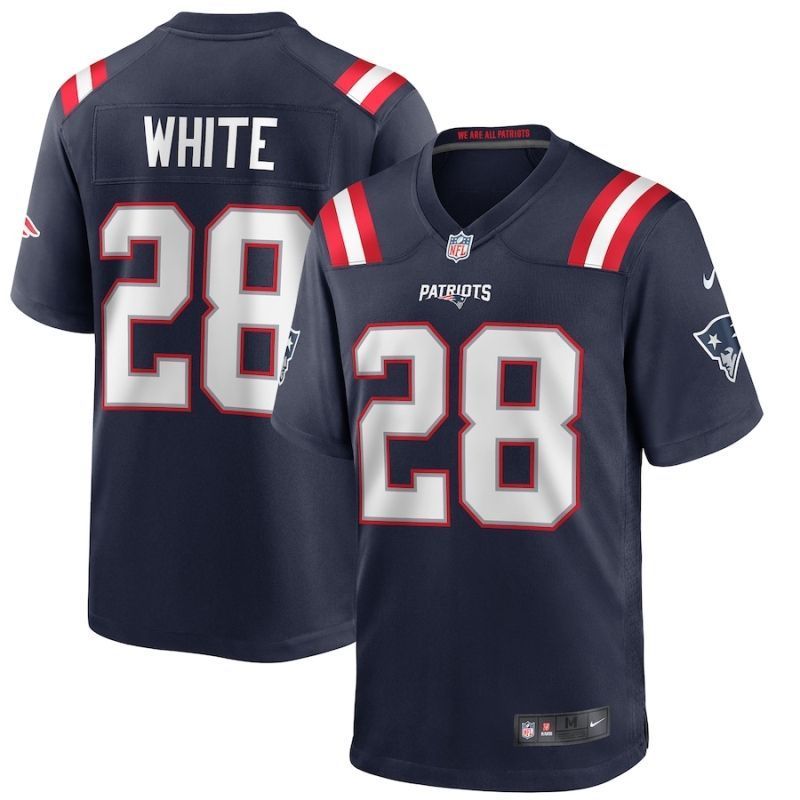 New England Patriots James White 28 Nfl 2020 Black Blue Jersey