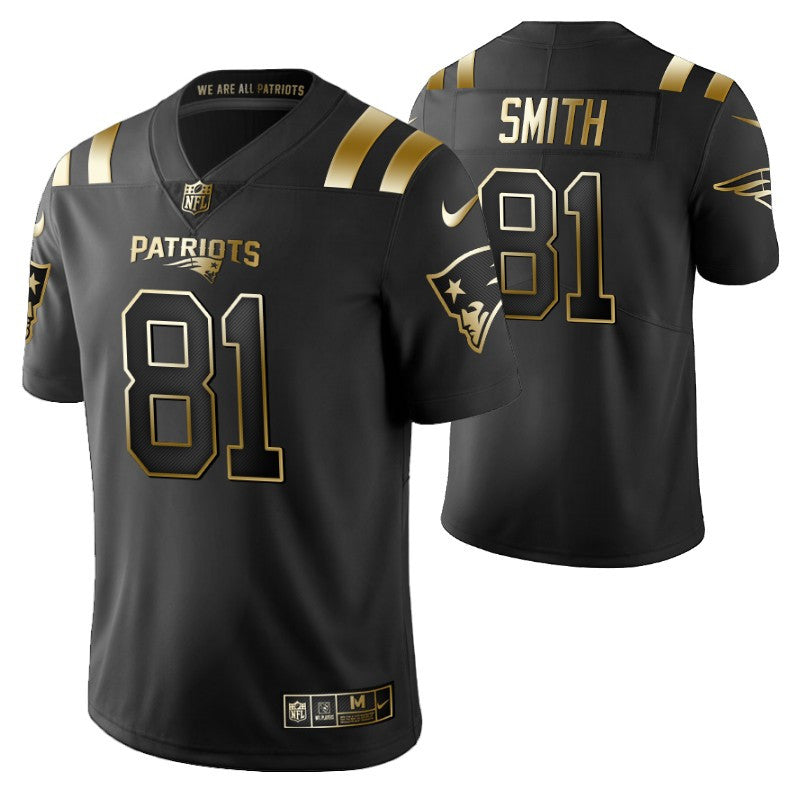 New England Patriots Jonnu Smith 81 2021 Nfl Golden Brandedition Black Jersey Gift For Patriots Fans