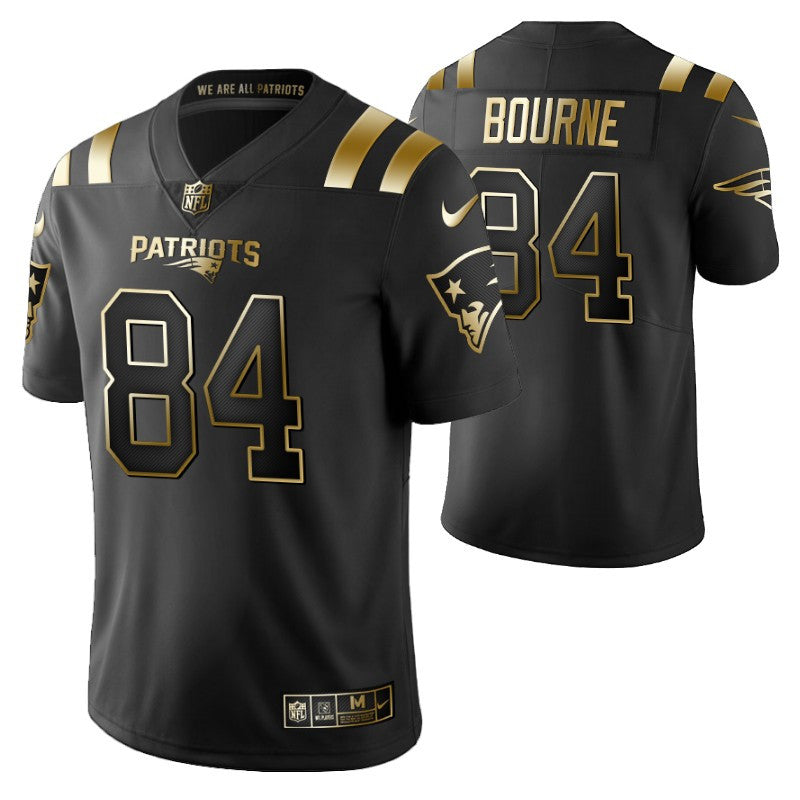 New England Patriots Kendrick Bourne 84 2021 Nfl Golden Brandedition Black Jersey Gift For Patriots Fans