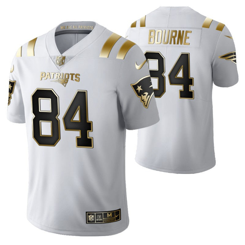 New England Patriots Kendrick Bourne 84 2021 Nfl Golden Brandedition White Jersey Gift For Patriots Fans