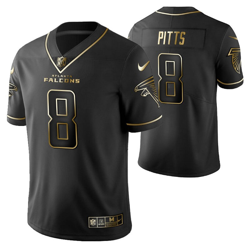 New England Patriots Kyle Pitts 8 2021 Nfl Golden Brandedition Black Jersey Gift For Patriots Fans