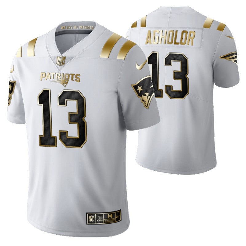 New England Patriots Nelson Agholor 13 2021 Nfl Golden Brandedition White Jersey Gift For Patriots Fans