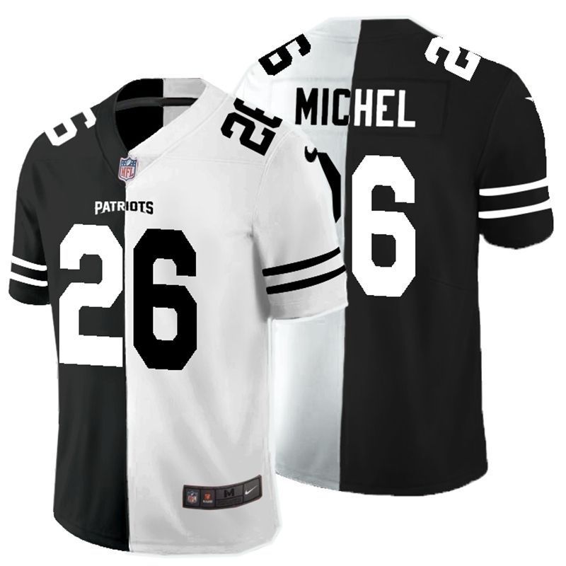 New England Patriots Sony Michel 26 Nfl 2020 Black And White Jersey