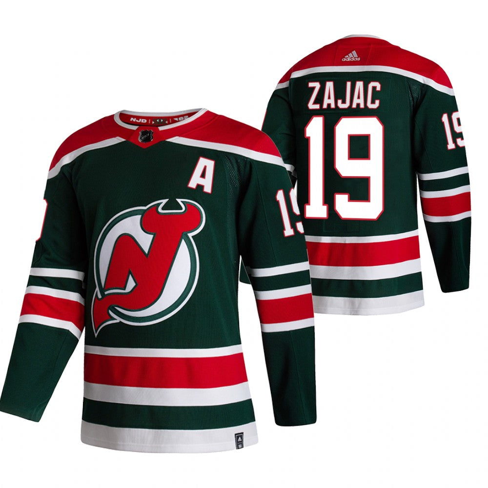 New Jersey Devils 19 Travis Zajac Green Mens Adidas 2020 21 Reverse Retro Alternate Nhl Jersey