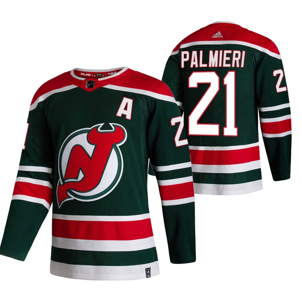 New Jersey Devils 21 Kyle Palmieri Green Mens Adidas 2020 21 Reverse Retro Alternate Nhl Jersey