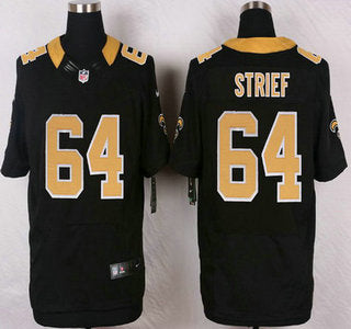 New Orleans Saints 64 Zach Strief Black Team Color Nfl Nike Elite Jersey