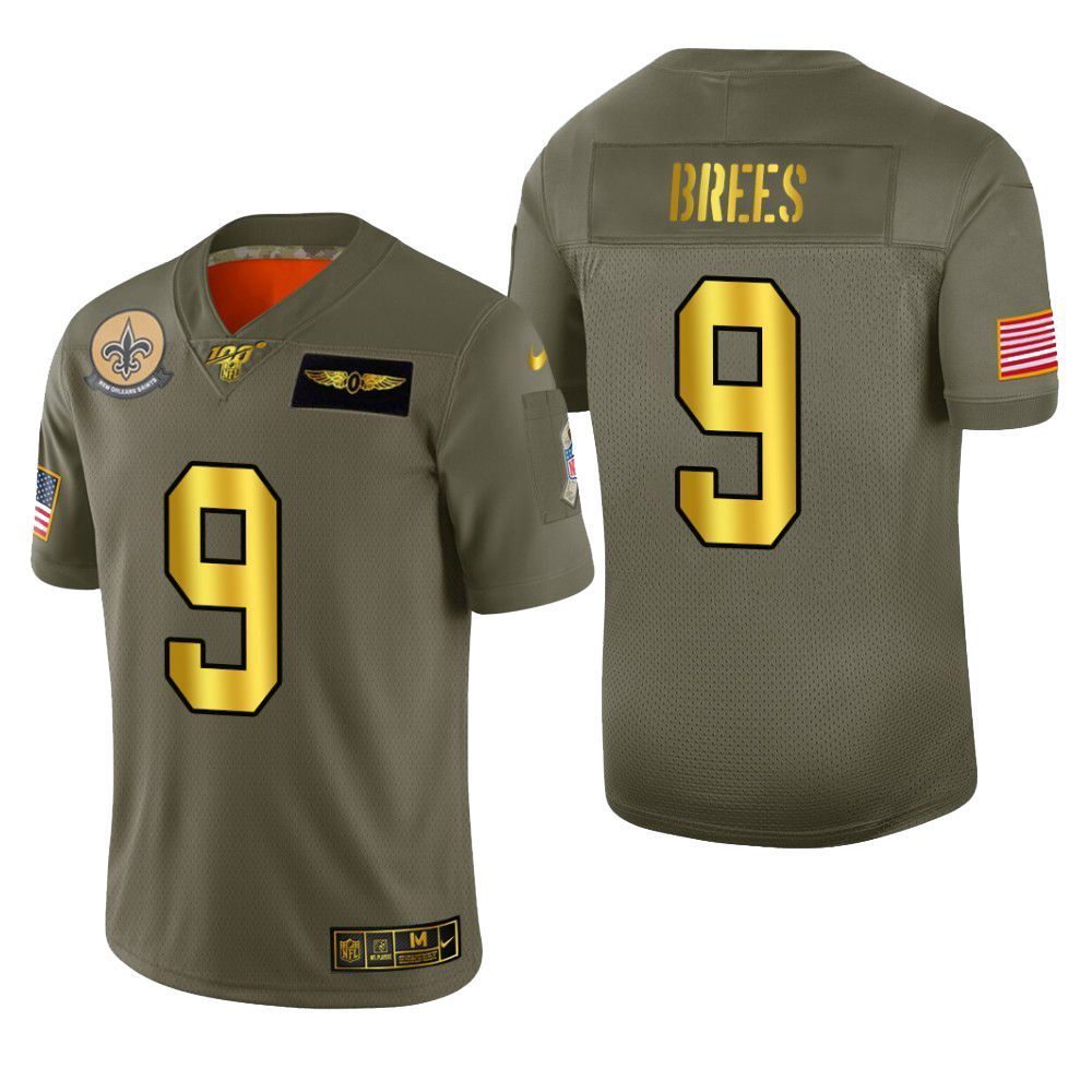 New Orleans Saints Drew Brees 2019 Salute To Service Nfl 100 Mens Jersey Metallic