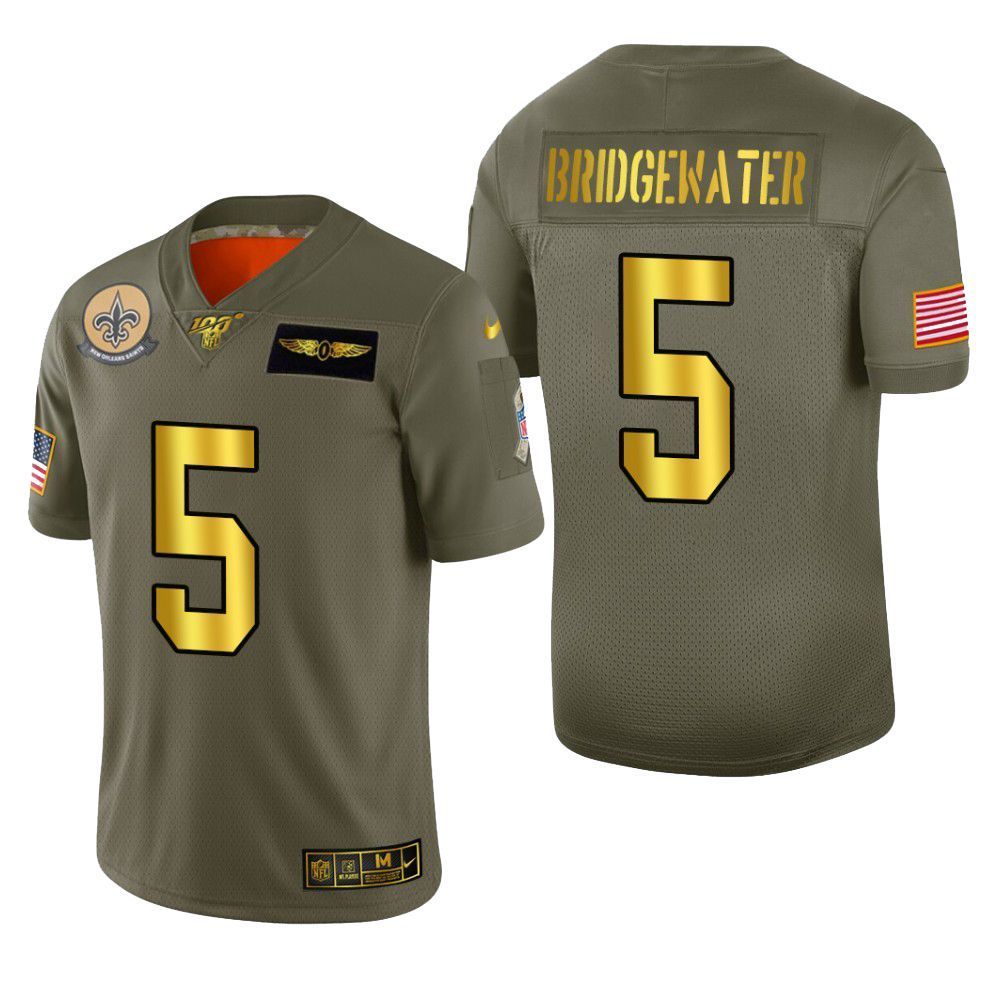New Orleans Saints Teddy Bridgewater 2019 Salute To Service Nfl 100 Mens Jersey Metallic