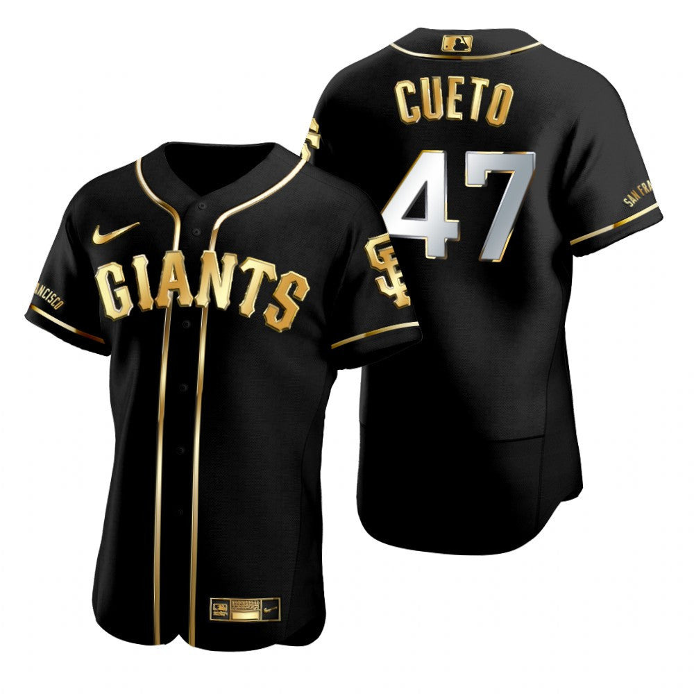 New York Giants 47 Johnny Cueto Mlb Golden Brandedition Black Jersey Gift For Giants Fans