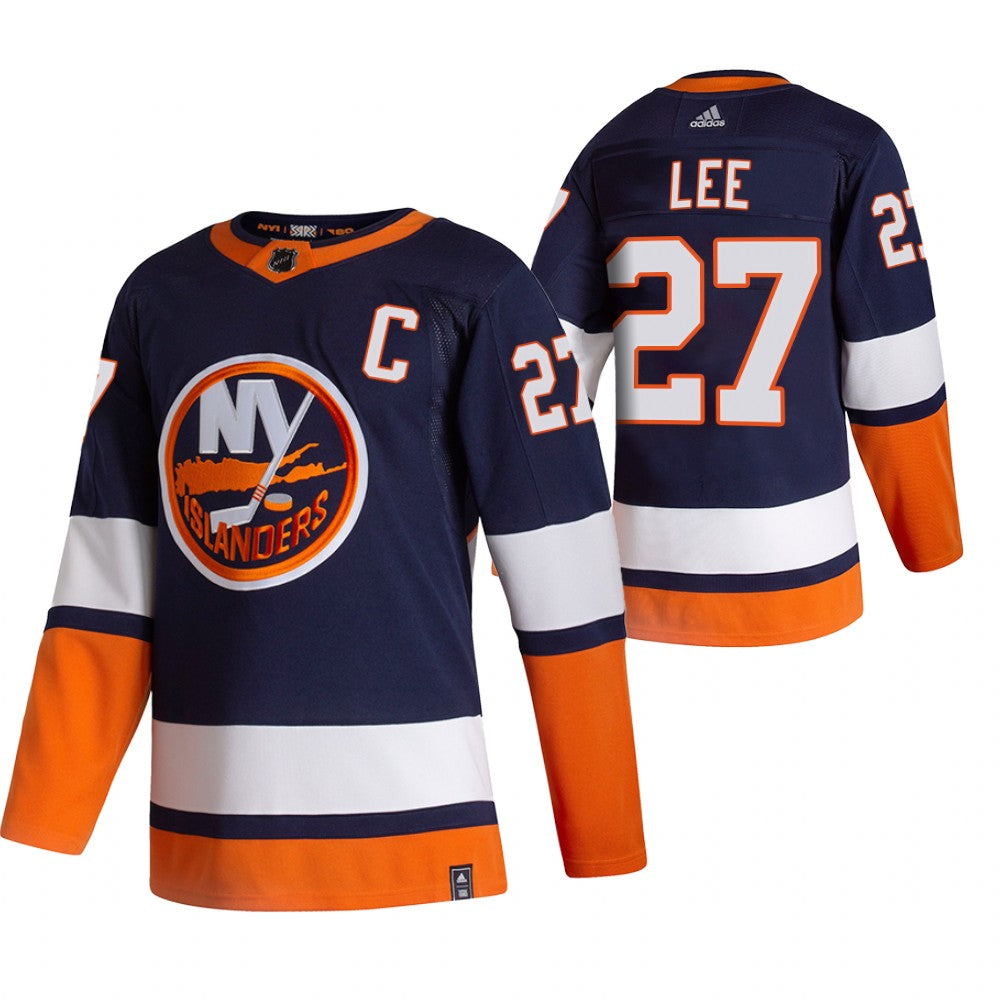New York Islanders 27 Anders Lee Navy Blue Mens Adidas 2020 21 Reverse Retro Alternate Nhl Jersey