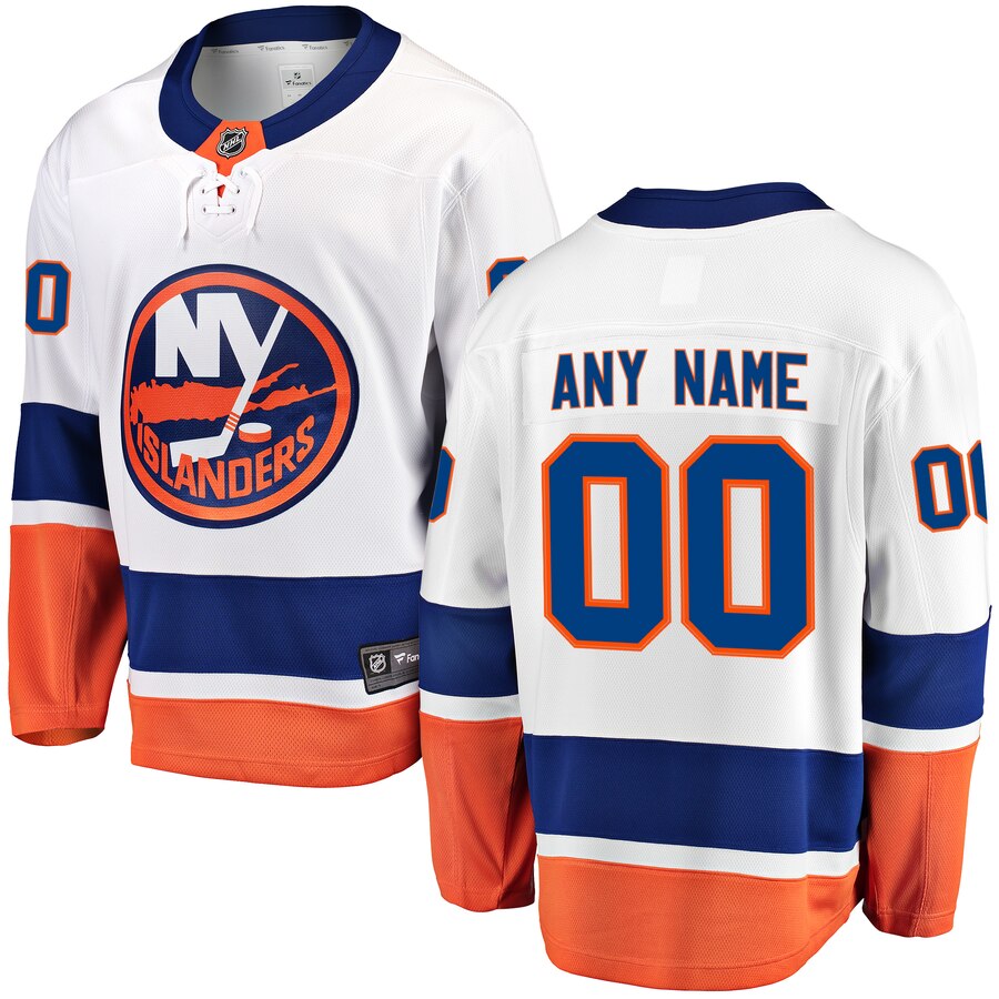 New York Islanders Fanatics Branded Away Breakaway Custom Jersey White